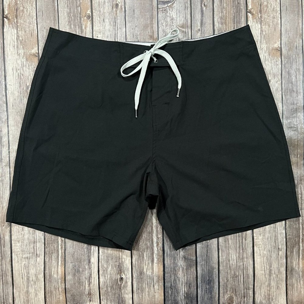 Buck Mason 17in Swim Deck Shorts Sz 36x7 Black Stretch Active Mens Performance